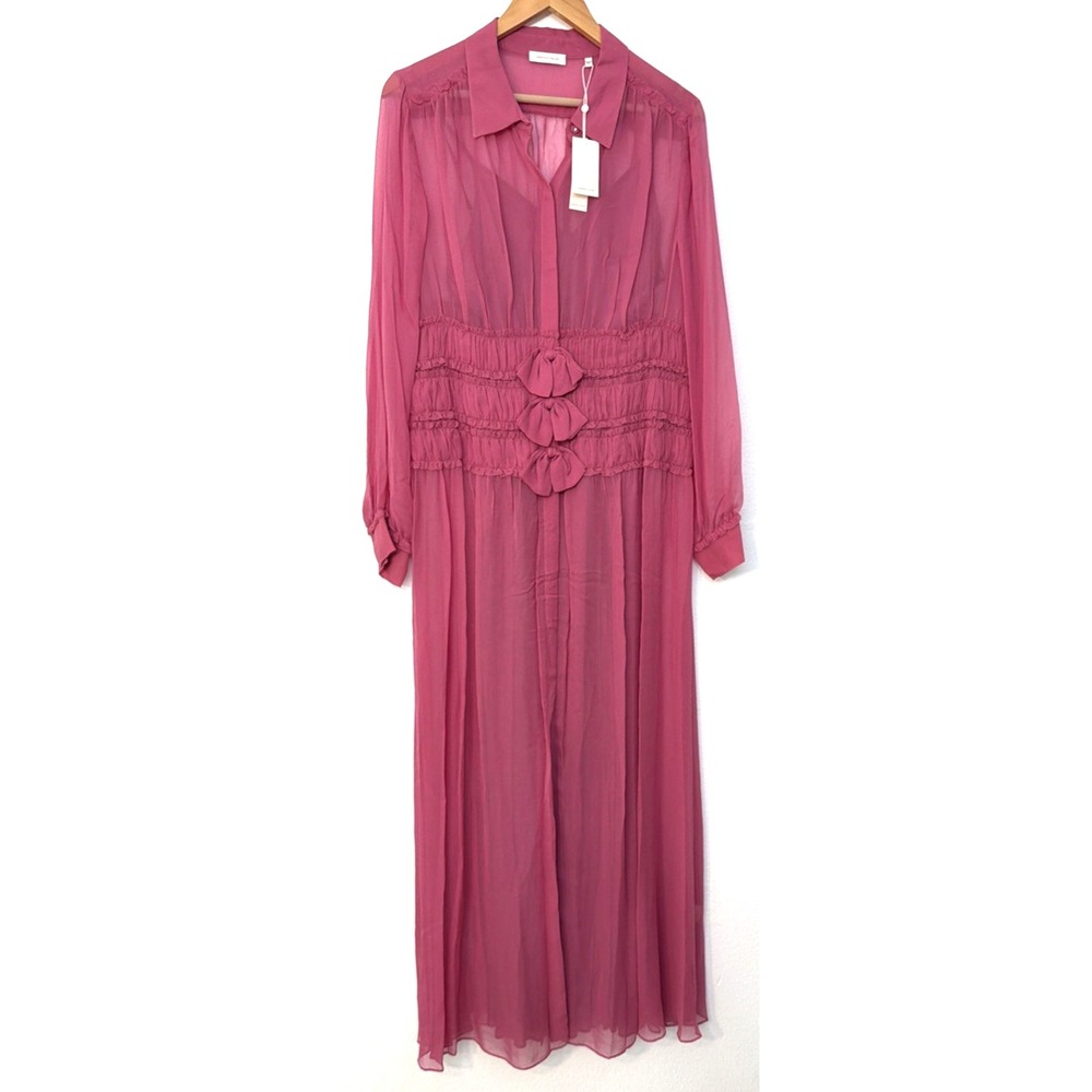 Rebecca Taylor Dress Womens 14 Silk Chiffon Bow Azalea Sheer And Slip Dress